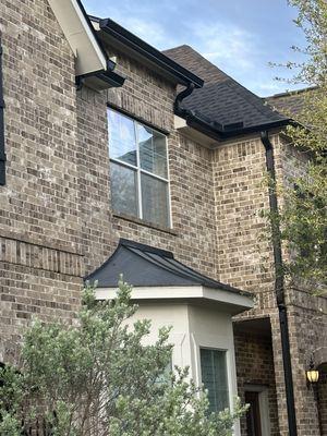 RainMizer Seamless Gutters on the 2nd story of this beautiful home