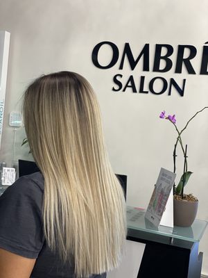 Balayage blonde highlights