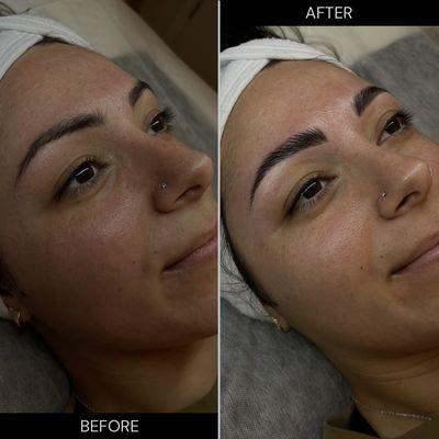 Brow Lamination + Tint, Brow Shape & Wax (over existing Micro-bladed brows)