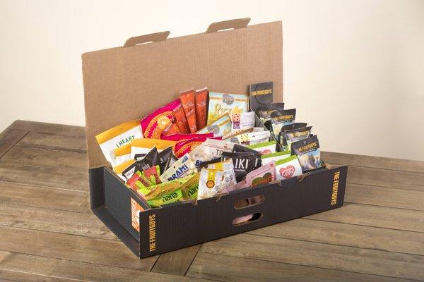 We also deliver snacks! Unique & tasty, made w/ real ingredients by mission-driven brands, delivered in counter-ready trays/boxes. (medium)