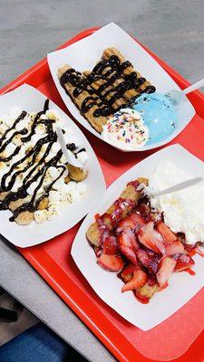 Campfire, Strawberry & Cream, Cookie Monster Churros