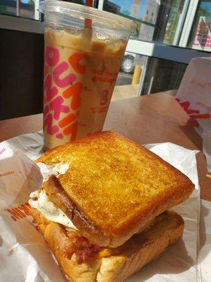 Iced Macchiato  Bacon Egg and Cheese