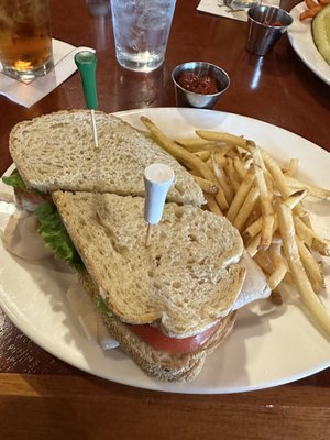 Turkey club and iced tea.