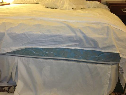 Bottom of bed where sheets don't fit