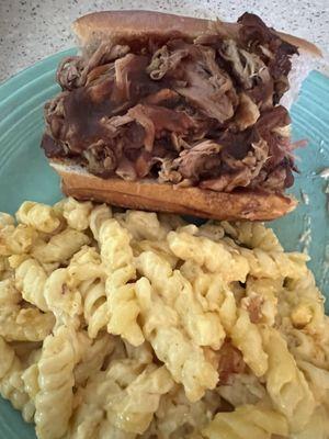 Pulled pork and Mac and cheese