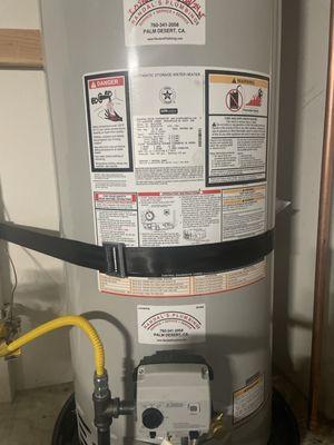 Our new water heater with all the safety features.