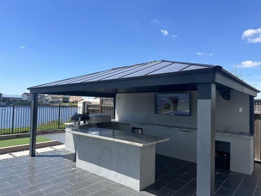 Backyard TV entertainment area