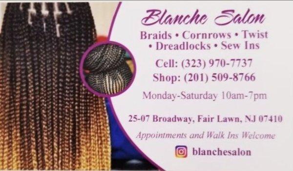 What Blanche braiding salon provide