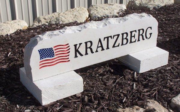 American flag custom yard stone