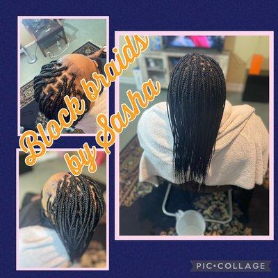 Medium size block braids. Hair included with price.