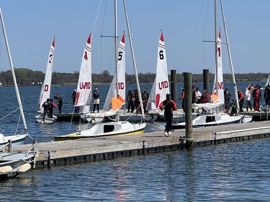 At the dock with the training boats.