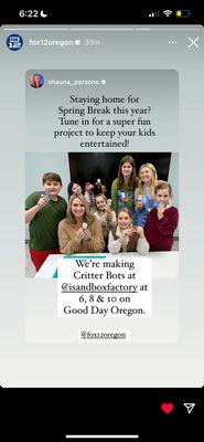 We loved having Shauna Parsons from fox12 who learned making critter bots!