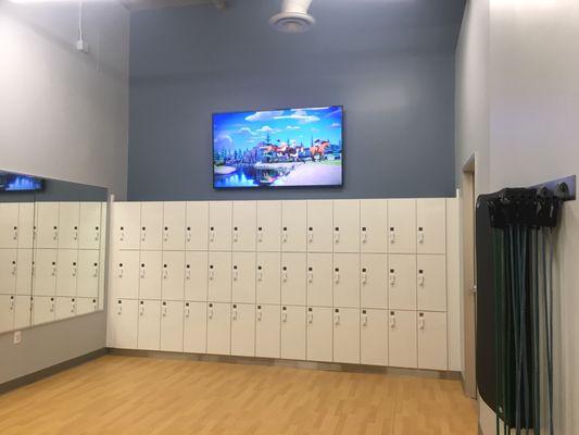 Our multipurpose room has lockers for your personal items. We also offer FREE babysitting while you work out.