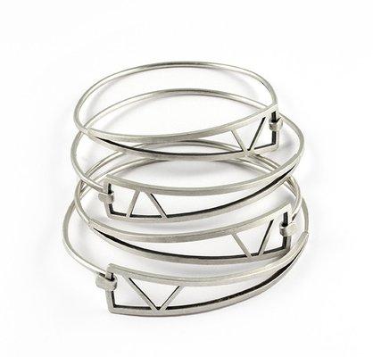 Sterling silver bracelets by Emily Shaffer.