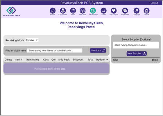 A glimpse of customizable Receiving portal