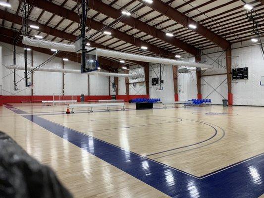 Downstairs basketball courts