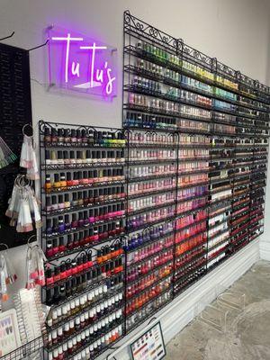 Nail polish wall - lots of selections!