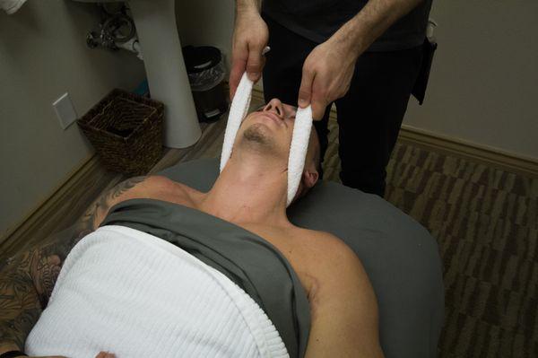 Neck traction after detailed neck massage