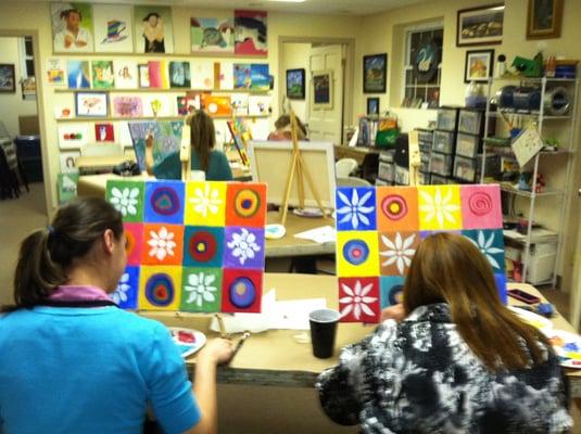 Paint & Wine night classes.