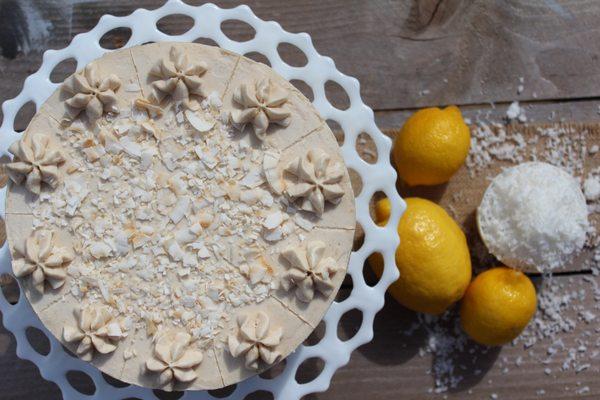 Lemon coconut cake made with almond flour - gluten free, simple paleo + vegan ingredients.