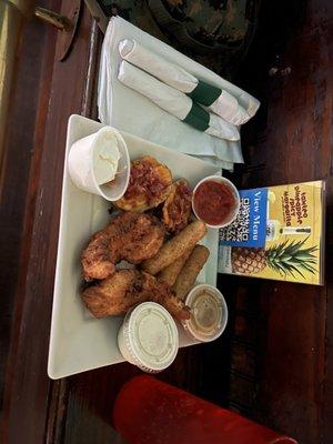 Chicken Fingers,Mozzarella Sticks,Shrimp sampler platter.OMG!