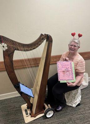 One of our harp students, playing at the hospital on Valentine's Day. Yay!