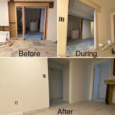 Our services include: demolition, framing, drywall, texture, trim installation & door installation. #professionalservices #basementremodel