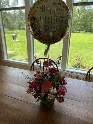 Mother's Day flowers added a balloon