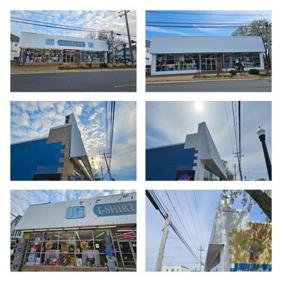 Before and after project of new metal roof façade in Chincoteague.