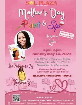 Mother's Day event. Sol plaza boutique mall sip and paint.