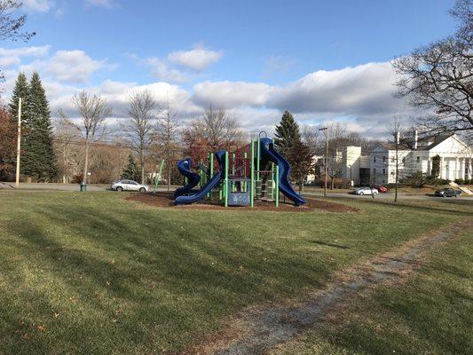 View of playground equipment from a distance