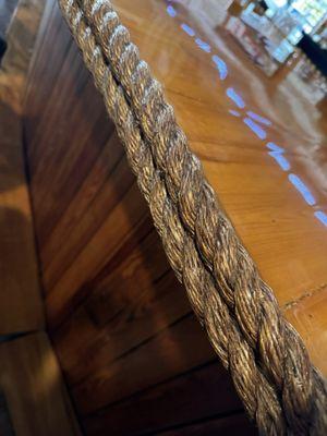 Rope lining the bar top.