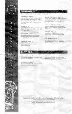 New menu p.2, which will change as the place develops.