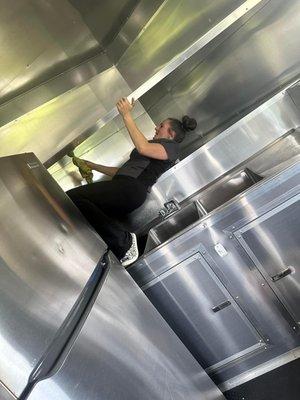 Professional cleaning services provided for a customer's food truck business.