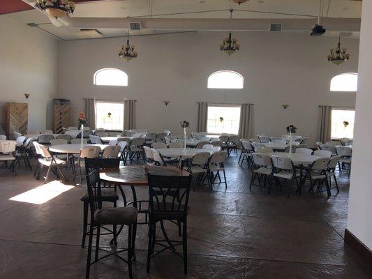 Event space. The vineyard is visible through the windows.