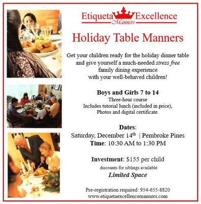 Holiday Etiquette & Table Manners for Kids