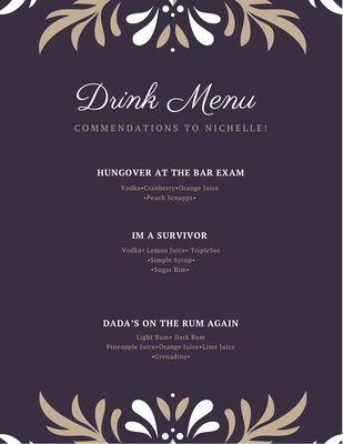 We also provide drink menus for your events.