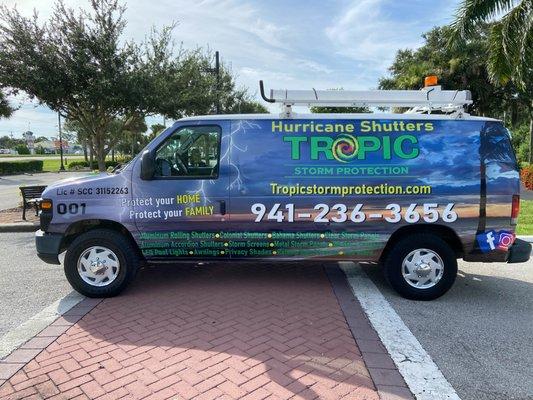 Tropic Storm Protections' Work Van