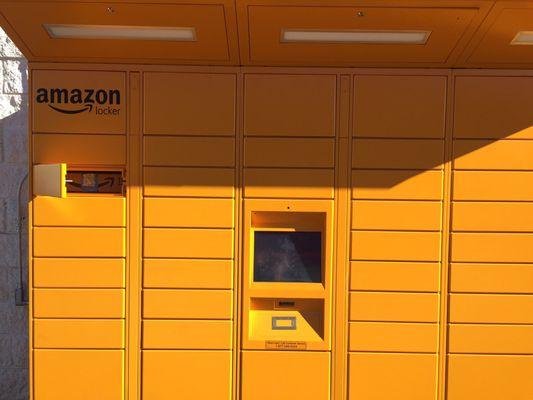 Amazon Locker located outside, close to Dairy Queen.