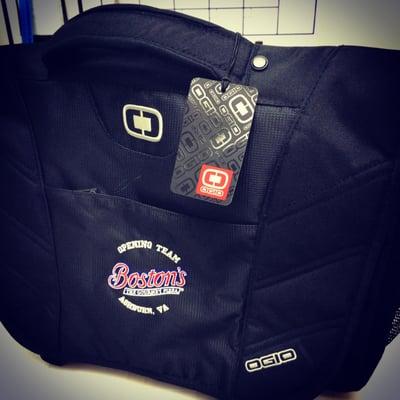 Messenger bag with embroidered logo