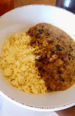 Curried chickpeas with cous cous - mild but very tasty