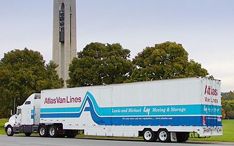 Lewis & Michael/Atlas Van Lines Truck in front of Carillon Tower