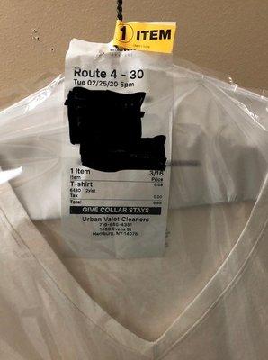 Undershirts cleaned for only $7 each.  What a deal!