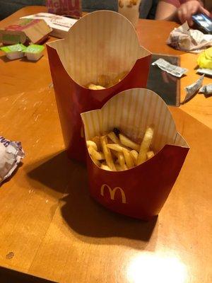 This is a Large and Medium fry. This isn't even full!! What even is this? Don't get fries from here, it's a waste of time!