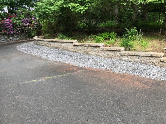 Retaining wall done around the driveway! Jobsite-Cheshire