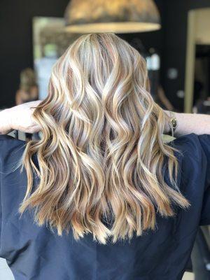 Blonde with rose gold low lights