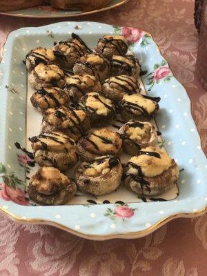 Stuffed mushrooms with balsamic reduction drizzle