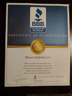 Accredited by the Better Business Bureau