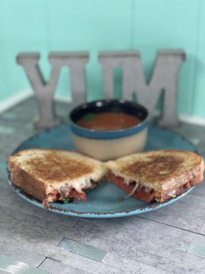 Caprese Panini paired with Tomato Basil Soup