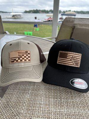 Full Grain Leather patch hats.